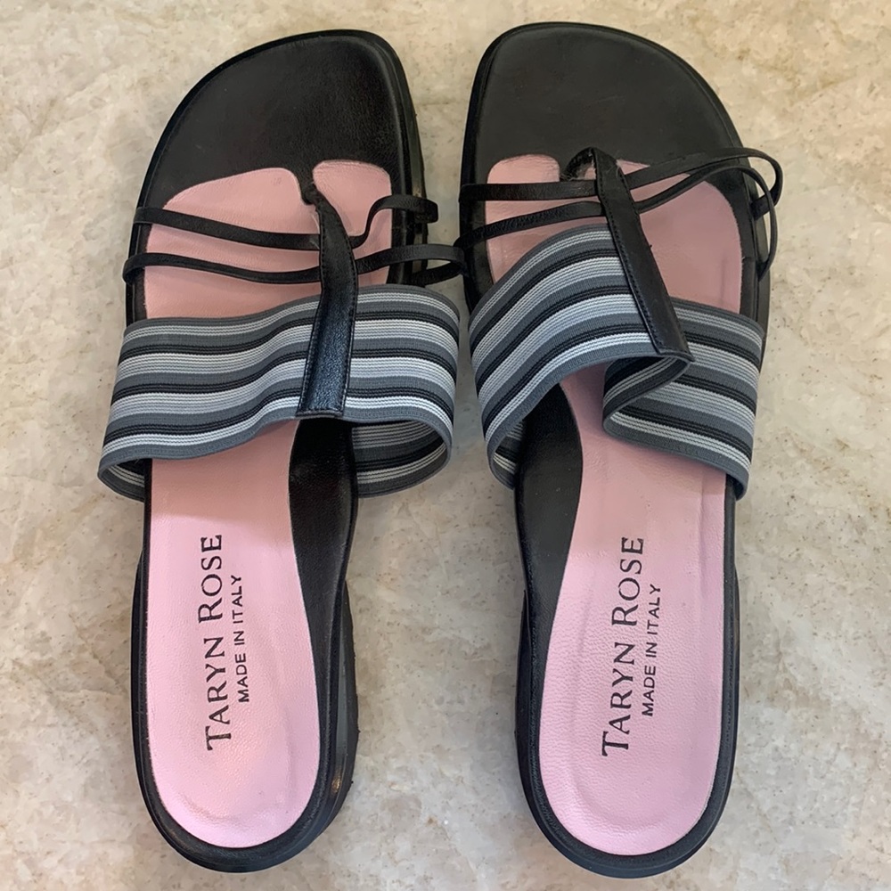 Black Grey White Taryn Rose made in Italy sandals 9 / 39 almost NEW